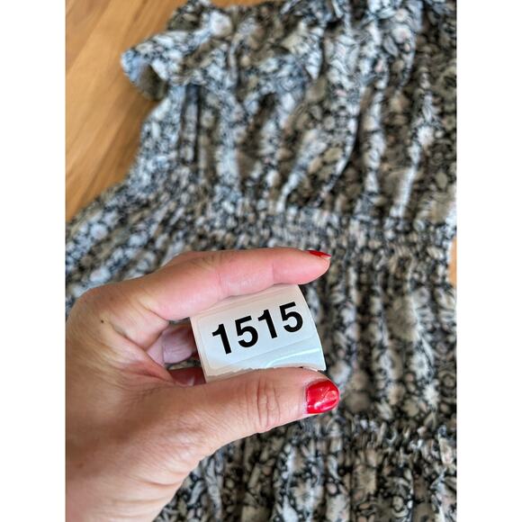 Misa One Shoulder Ruffle Mini Dress Floral Black Ivory Size Medium Josefine - Picture 10 of 10